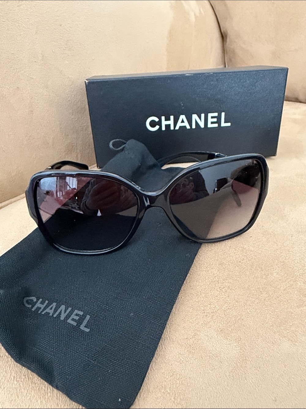 CHANEL Black Oversized Butterfly-Style Women's Sunglasses